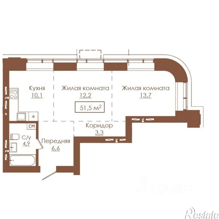 2-комн квартира в новом доме улица Гущина, 173Б,  д. 173Б