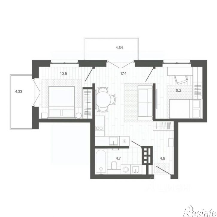 3-комн квартира в новом доме Змеиногорский тракт, 35б 3,  д. 35б 3,  к. 3