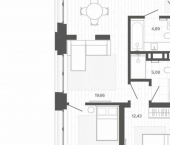 3-комн, 64 кв м, этаж 2/9 ул Сизова, 20