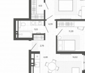 2-комн, 66 кв м, этаж 3/9 ул Сизова, 20