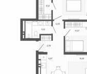 2-комн, 61 кв м, этаж 2/9 ул Сизова, 20