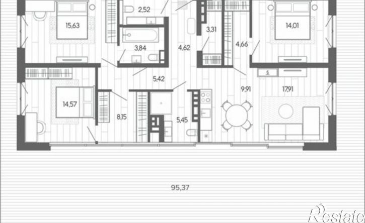 5-комн квартира в новом доме Змеиногорский тракт, 35б 2,  д. 35б 2,  к. 2