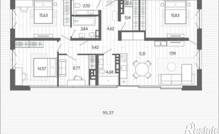 5-комн квартира в новом доме Змеиногорский тракт, 35б 2,  д. 35б 2,  к. 2