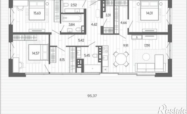 5-комн квартира в новом доме Змеиногорский тракт, 35б 2,  д. 35б 2,  к. 2