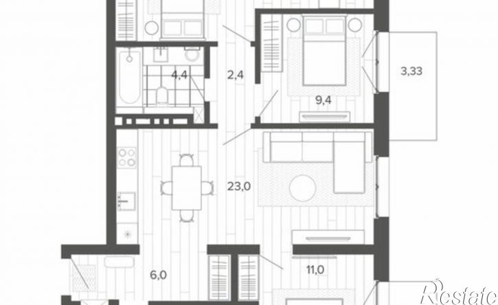 4-комн квартира в новом доме Змеиногорский тракт, 35б 2,  д. 35б 2,  к. 2