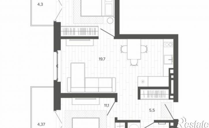 3-комн квартира в новом доме Змеиногорский тракт, 35б 2,  д. 35б 2,  к. 2