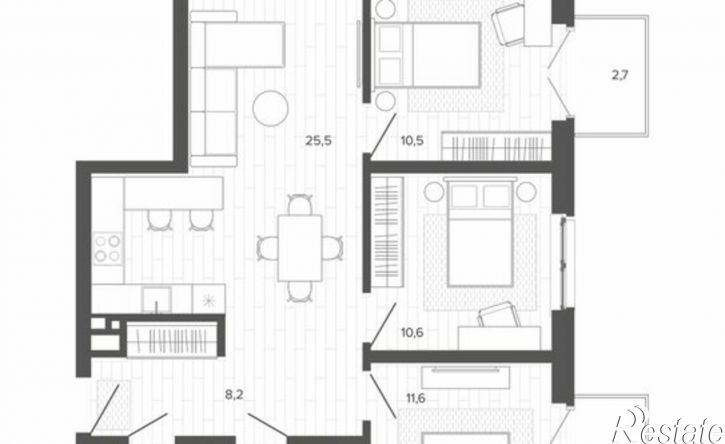 3-комн квартира в новом доме Змеиногорский тракт, 35б 3,  д. 35б 3,  к. 3