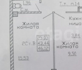 2-комн, 46кв м, этаж 1/14 ул Балтийская, 99