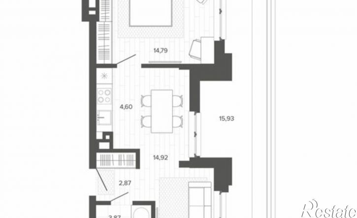 2-комн квартира в новом доме улица Сизова, 35 к2,  д. 35 к2