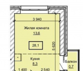 1-комн, 28 кв м, этаж 6/10 ул Анатолия, 304б