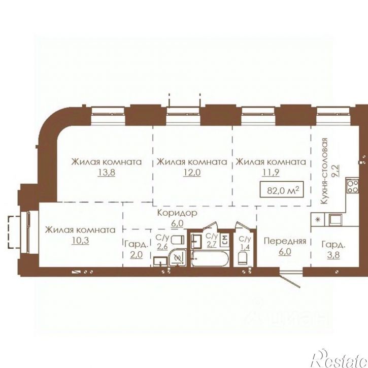 4-комн квартира в новом доме ул Островского, 173Б,  д. 173Б
