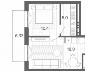 2-комн, 43 кв м, этаж 7/9 Змеиногорский тракт, 35б 2