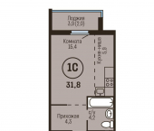 1-комн, 31 кв м, этаж 5/15 ул Челюскинцев, 86/175
