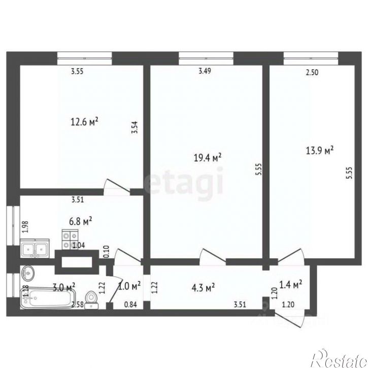 3-комн квартира улица Гоголя, 15А,  д. 15А