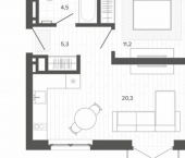 2-комн, 43 кв м, этаж 4/9 Змеиногорский тракт, 35б 2