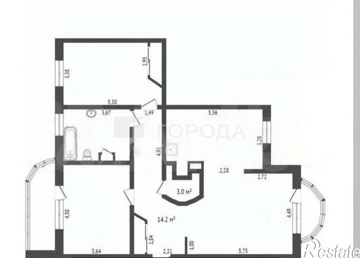 3-комн квартира ул Папанинцев, 111,  д. 111