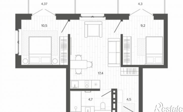 3-комн квартира в новом доме Змеиногорский тракт, 35б 3,  д. 35б 3,  к. 3