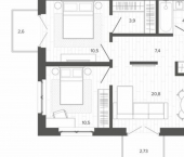 3-комн, 59 кв м, этаж 5/9 Змеиногорский тракт, 35б 2