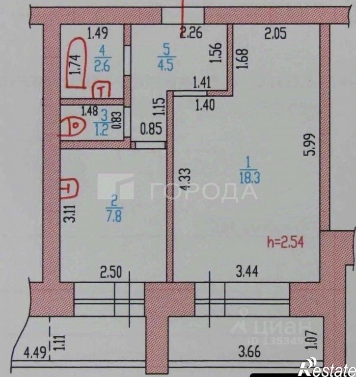 1-комн квартира улица Кутузова, 16Б,  д. 16Б