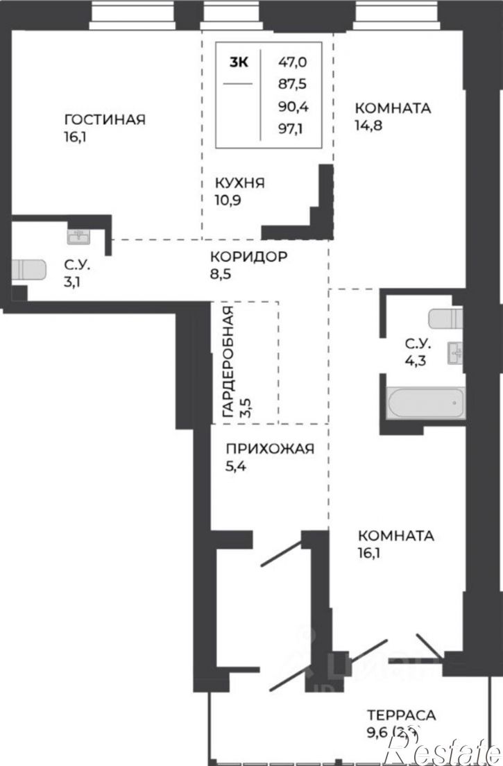 3-комн квартира в новом доме ул Шумакова, 14А,  д. 14А