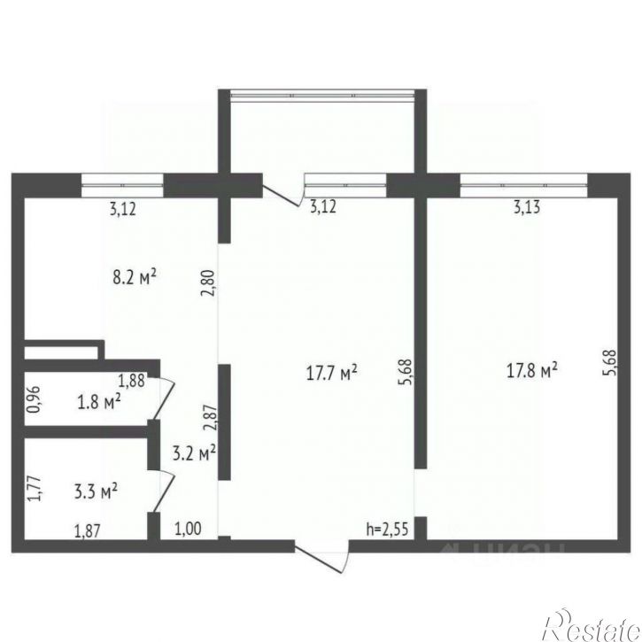 2-комн квартира улица Сергея Ускова, 3,  д. 3