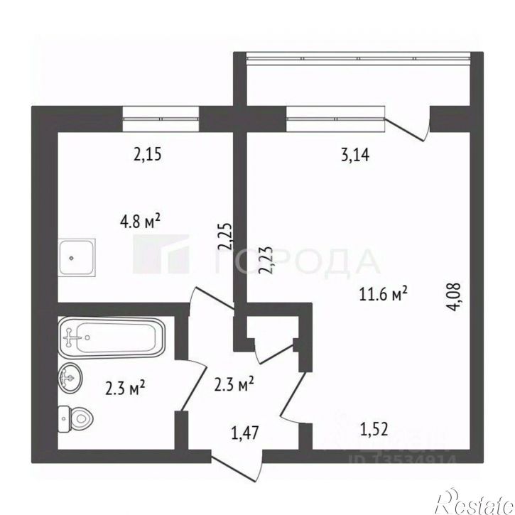 1-комн квартира пр-кт Строителей, 23А 1,  д. 23А 1,  к. 1