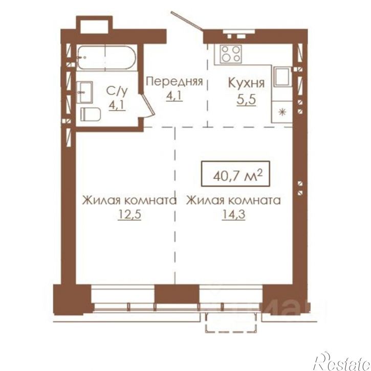 2-комн квартира в новом доме улица Гущина, 173Б,  д. 173Б