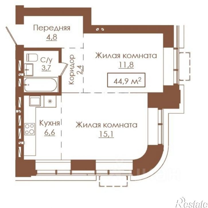 2-комн квартира в новом доме улица Гущина, 173Б,  д. 173Б