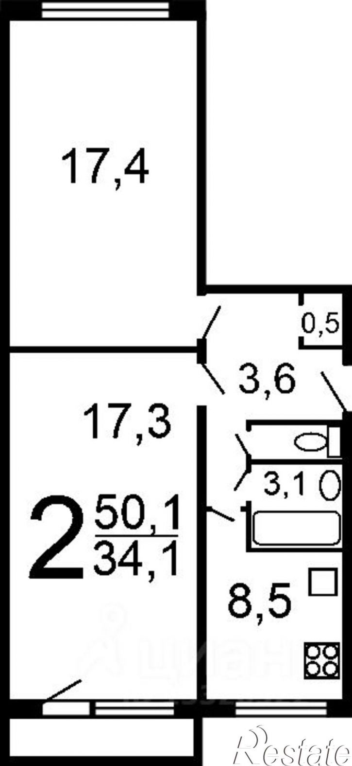 2-комн квартира улица 50 лет СССР, 33,  д. 33