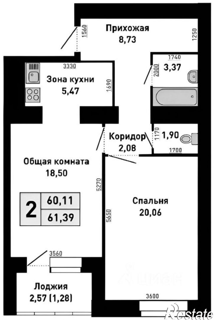 2-комн квартира пер Ядринцева, 95,  д. 95