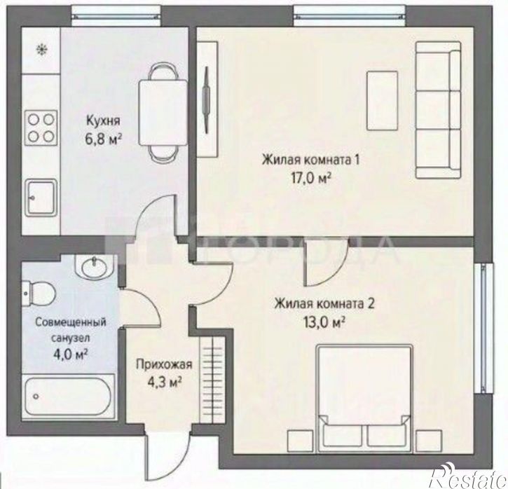 2-комн квартира ул Брестская, 6,  д. 6