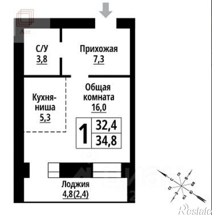 1-комн квартира в новом доме ул 80 Гвардейской Дивизии, 41,  д. 41