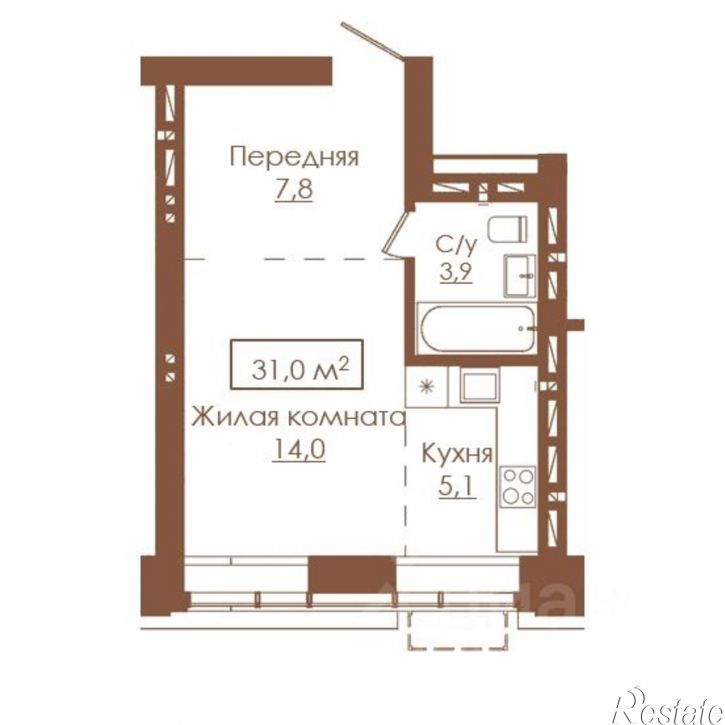 1-комн квартира в новом доме улица Гущина, 173Б,  д. 173Б