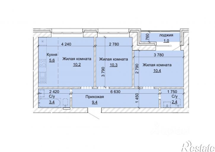 3-комн квартира в новом доме ул Анатолия, 304б,  д. 304б