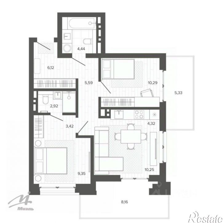 3-комн квартира в новом доме улица Сизова, 35 к2,  д. 35 к2