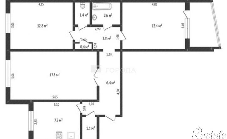 3-комн квартира ул Партизанская, 136,  д. 136