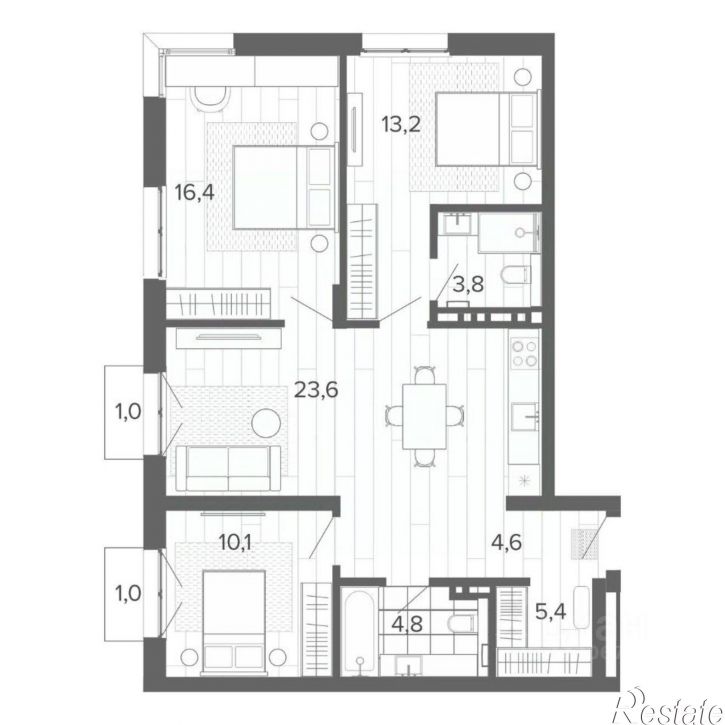 4-комн квартира в новом доме Змеиногорский тракт, 35А/1,  д. 35А/1