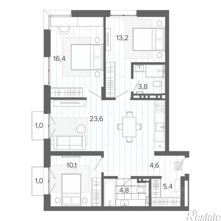 4-комн квартира в новом доме Змеиногорский тракт, 35А/1,  д. 35А/1