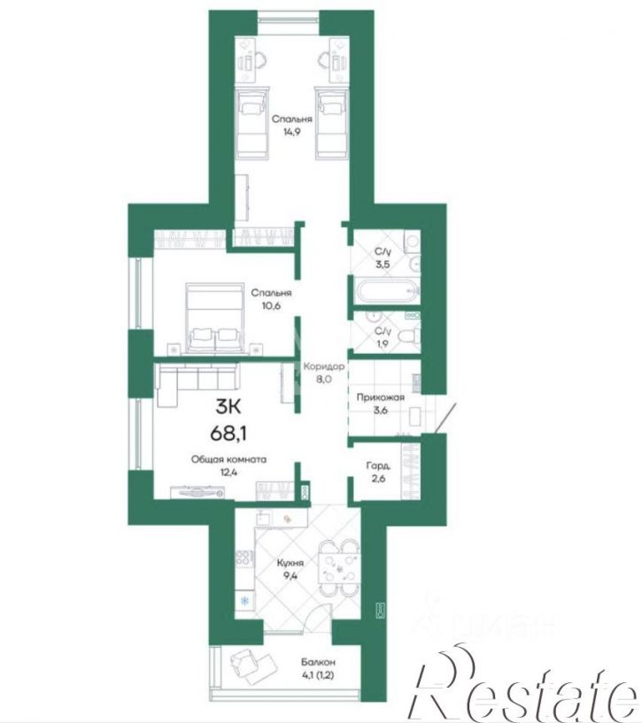 3-комн квартира Просторная улица, 390 к1,  д. 390 к1