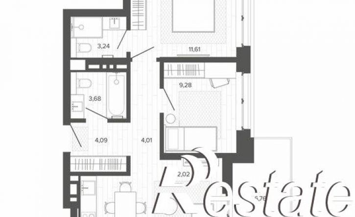 3-комн квартира в новом доме улица Сизова, 35 к2,  д. 35 к2