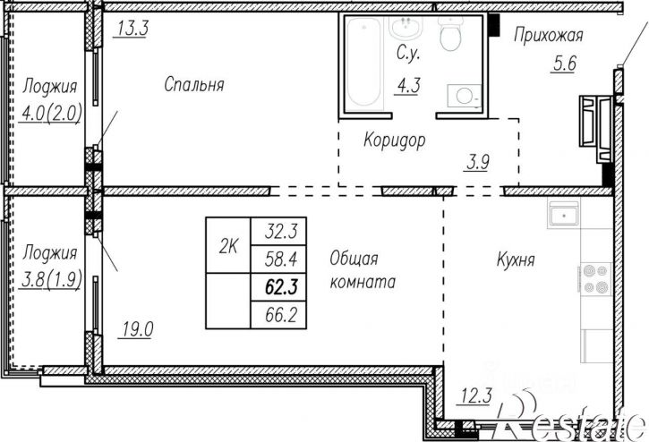 2-комн квартира в новом доме улица Папанинцев, 134,  д. 134