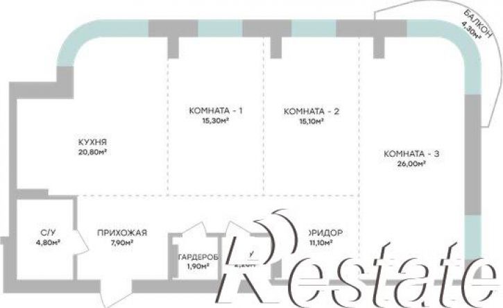 3-комн квартира в новом доме Пролетарская улица, 101А,  д. 101А